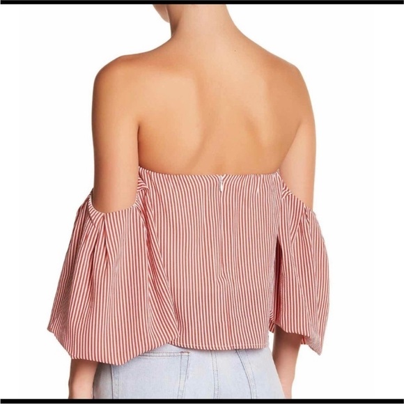 Good Luck Gem Off the Shoulder Striped Crop Top - Picture 2 of 7